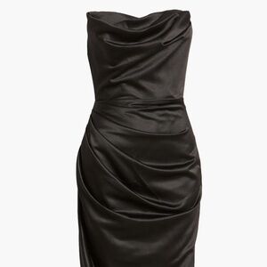House of CB Adrienne Satin Draped Midi Dress